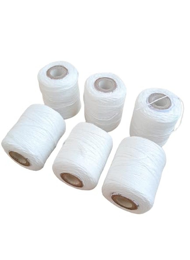Hookcart Cotton Yarn Roll for Flower Garland & Craft Projects - White, Pack of 6 - Image 1